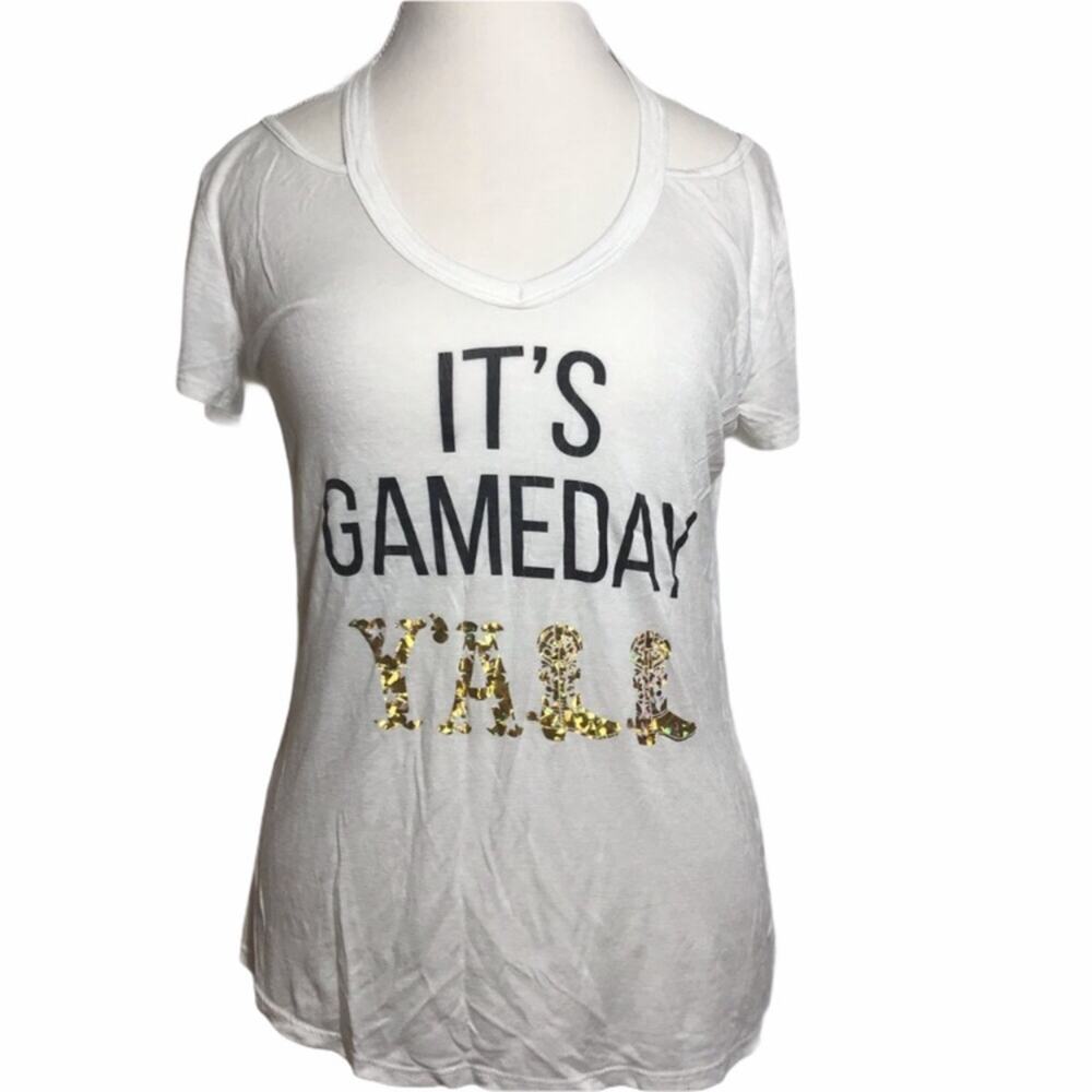 Alya Its Game Day Y’all white shirt sleeve tee